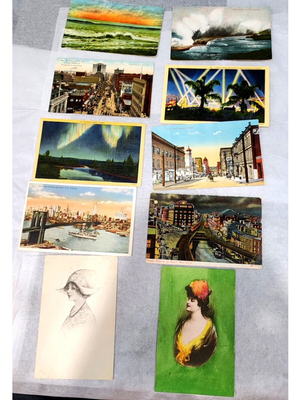 Vintage Antique Postcard Lot 10pc Unposted Unused Linen Art Nouveau City MCM